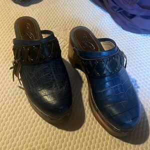 Freebird Woodstock Navy Multi clogs Worn Twice. No Box
